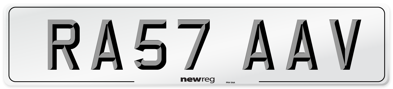 RA57 AAV Number Plate from New Reg